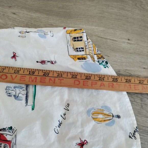 Talbot's Classic Cotton Long Sleeve Button Front Shirt W/‎ French Graphic Sz Med - Picture 7 of 8